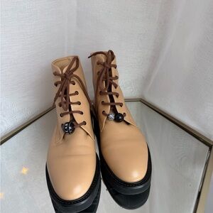 Dear Frances Beige Lace-Up Women's Boots